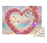 Arco Floral en Forma de Corazón Puzzle para Adultos Puzzle de 1000 Piezas Flecha Cupido Regalo Relajante 52x38cm/1000pcs