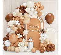 Arco Globos Marrón y Beige, 100piezas Globos Cumpleaños Marrón Beige y Blanco, Globo Desnudos para Fiestas Boda Baby Shower Gender Reveal Bautizo Comunión, Decoracion Happy Birthday Aniversario