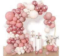Arco Globos Retro Rosa Beige Dorado,114 Pcs Globos Blancos Rosas Rojos y Naranjas Suaves, Kit De Arco Globos Para Decoración Baby Shower Niña Despedida De Soltera Compromiso Boda Cumpleaños