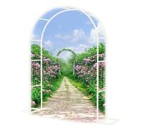 Arco grande de acero para jardín, 2,8 m, 3 m y 3,5 m, enrejado de metal para plantas trepadoras, arco de boda con base, decoración de patio al aire libre (blanco)