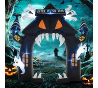 Arco inflable de Halloween de Outsunny, 300 cm, decoración de Halloween con luces LED. Negro