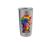 Arco Iris Caballero Ajedrez Artístico Amantes Diseño Vaso térmico de acero inoxidable de doble pared