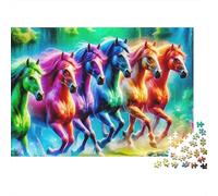 Arco Iris Caballos Galop Puzzle Imposible,desafío for Adults Animales Entretenimiento Creativo 1000 Piezas Obra De Arte De Juego De para Adultos Y Niños Mayores De 12 Años 52x38cm/1000pcs