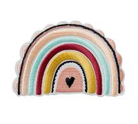 Arco iris con el corazón - Parches termoadhesivos bordados aplique para ropa, tamaño: 8,6 x 5,8 cm