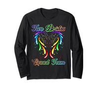 Arco iris Corazón Proud LGBT Bride Couple Wedding Team Novia Manga Larga