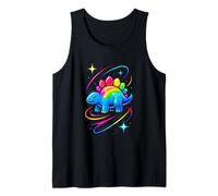 Arco iris estegosaurio dibujos animados dinosaurio colorido arte Camiseta sin Mangas