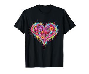Arco Iris Flor Corazón Amor Colorido Boho Estética Camiseta