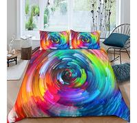 Arco Iris Juegos De Cama De Impresión Digital 3D con Funda De Almohada Funda Nórdica SS Microfibra Suave Juego De 3 Piezas Funda De Edredón con Cierre De Cremallera King（220x240cm）