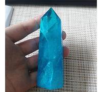 Arco iris natural Crystal Point Titanium Angel Aura Quartz Lemurian Obelisk Wand Healing Stone Stick Mineral Gem Wicca Art Gift-blue_2pcs