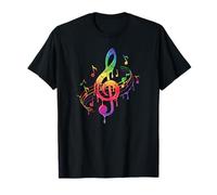 Arco Iris Partituras Músico Música Lover Colorido Bloc Camiseta