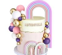 arco iris pastel morado adornos de tarta arco iris bolas de colores para decoración de tartas para boda bebé fiesta de cumpleaños