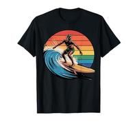Arco Iris Retro Hawaii Playa Surfing Vintage Surfista Puesta Del Camiseta