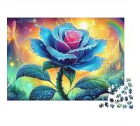 Arco Iris Rosa fantasía 1000 Piece Recycled Cardboard Arte de Flores Brillantes Jigsaw Puzzle Adult Concentration Training Office Break Great Gift for Puzzle Enthusiasts 38x26cm/1000pcs