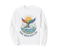 Arco Iris Sirena Cola océano Olas Conchas Marinas Sol Arte Sudadera