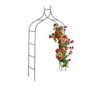 Relaxdays Ros Arco Jardín Metálico, Soporte Trepadoras, Diseño Retro, 260 x 140 x 38 cm, Tutor Plantas Enredaderas, Negro, Acero