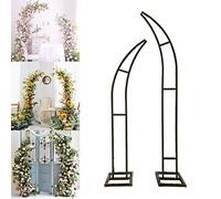Arco metálico para bodas, Arco de jardín en forma de luna de 2 piezas con kit de 5 herramientas florales(Black,6.8ft+8.2ft)