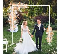Arco para bodas, Soporte de metal cuadrado for globos de boda, blanco o dorado, varios tamaños(White,1.5X2M)
