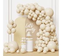 Arco para Globos Beige, 105pcs Guirnalda Globos Blancos Arena Kit con 18 12 10 5 Pulgadas Globo Latex para Decoracion Cumpleaños Boda Baby Shower Gender Reveal Bautizo Fiesta Graduación Happy Birthday