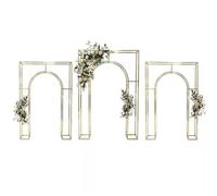 Arco para globos estructura Kit de soporte for arco boda geométrico (1/3 piezas) - Marco floral dorado brillante, decoración for fiestas en el jardín al aire libre(Hiny Gold 3pcs)