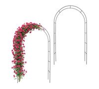 Arco para rosales, enrejado para trepadoras, arco redondo, juego de 2, metal