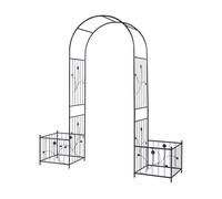 Arco para rosas barisciano con jardineras acero 220x202x50cm - negro [casa.pro]
