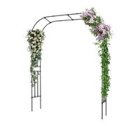 Arco para rosas de metal, arco de jardín con tapa protectora y patrón retorcido, para decoración de jardín y decoración de escaladores (negro, 240 x 180 x 40 cm)