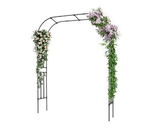 Arco para rosas de metal, arco de jardín con tapa protectora y patrón retorcido, para decoración de jardín y decoración de escaladores (negro, 240 x 180 x 40 cm)