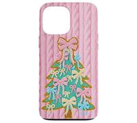 Arco Rosa Árbol de Navidad Coqueta Rosa Punto Crochet Print Carcasa para iPhone 13 Pro MAX