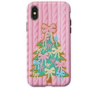 Arco Rosa Árbol de Navidad Coqueta Rosa Punto Crochet Print Carcasa para iPhone X/XS