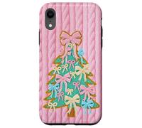 Arco Rosa Árbol de Navidad Coqueta Rosa Punto Crochet Print Carcasa para iPhone XR