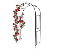 Arco rosas jardín metálico enredaderas puerta redondo negro