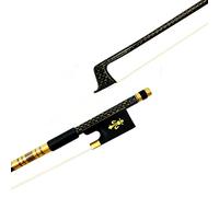 Arco violín de estudiante 1pcs Gold Silk Grid Fibra De Carbono Fibra 4/4 Bloque De Violín, Horsehair Black Horsetail Negro (Color : Style 1)