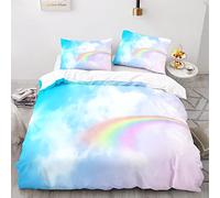 Arcoiris 155X220Cm Funda De Edredón Antiarrugas Sin Hierro Poliéster Fundas Nordicas Cama 105 Viene con 2 Fundas De Almohada De 40X75Cm.