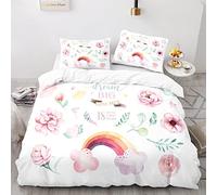 Arcoiris 155X220Cm Ropa De Cama Antiarrugas Sin Hierro Poliéster Funda Nordica Cama 105 Infantil Viene con 2 Fundas De Almohada De 40X75Cm.