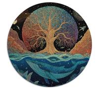 Arcoíris Árbol de la Vida, Águila, Ocean Ballena Rompecabezas para Adultos |Escena Cósmica| De Diversión Familiar 1000pcs (67.5x67.5cm)
