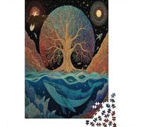 Arcoíris Árbol de la Vida, Eagle, Ocean BallenaEscena cósmicaRompecabezas De 1000 Piezas para Adultos, Juegos EduGatoivos38x26cm/1000pcs