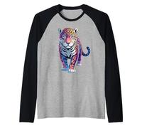 Arcoíris colorido de Jaguar | Jaguars Zoo Animal African Vintage Camiseta Manga Raglan