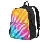 Arcoíris de espirales coloridas teñidas con la técnica tie-dye,Mochila con bolsillos, mochila informal para el día a día, resistente al agua, ideal para la escuela, viajes