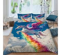 Arcoíris de Unicornio_7 Funda Nordica Algodon 3 Piezas con Impresión En 3D Aesthetic SkyUnicorn con Funda Almohada King（220x240cm） Microfibra Juego De Cama para para Adultos Y Niñas
