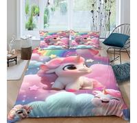 Arcoíris de Unicornio Funda De Edredón 3 Piezas con Impresión En 3D Dreamy Sky Mythical Pets con Cremallera Y Funda De Almohada King（220x240cm） Microfibra Ropa De Cama