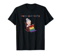 Arcoíris del Mes del Orgullo de Tejer Queer and Crafty de Grandma Core Camiseta