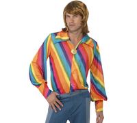Arcoiris Disco Camisa para Hombre 1970s Disco Groovy Hippie Camisa Disfraz