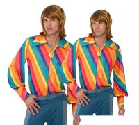 Arcoiris Disco Camisa para Hombre 1970s Disco Groovy Hippie Camisa Disfraz