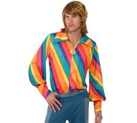 Arcoiris Disco Camisa para Hombre 1970s Disco Groovy Hippie Camisa Disfraz