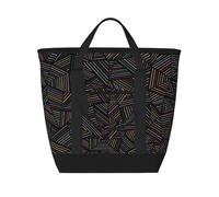 Arcoíris geométrico lineal impreso en 3D,Bolsas de almuerzo de gran capacidad, bolsa de mano térmica para mujeres, hombres, trabajo, picnic, viajes.