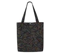 Arcoíris geométrico lineal impreso en 3D,Bolsas de supermercado reutilizables, bolsas de compras, bolsas de lona de gran capacidad, bolso de hombro