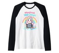Arcoíris mágico de Unicornios de 100 días de Clases Camiseta Manga Raglan