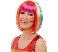 Arcoiris Multicolor Peluca Bob Mujer Hombre Orgullo Accesorio de Disfraz
