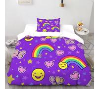 arcoíris Sonriente Funda Nordica Algodon 2 Piezas con Impresión En 3D Cute Sky Insects con 1 Fundas De Almohada Single（135x200cm） 100% Microfibra Juego De Cama para