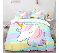 Arcoiris Unicornio Funda Nórdica 200x135 Cm Microfibra Suave Impresión 3D Con 2 Fundas De Almohada 40x75 Cm